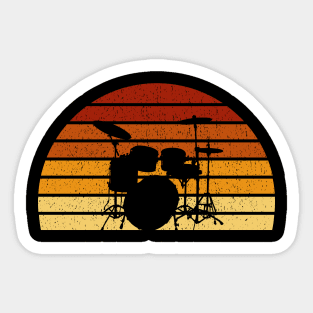 Vintage Sunset Drumming Gift For Drummers And Percussionists Sticker